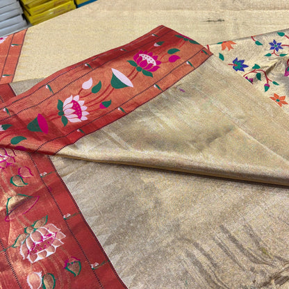 Pure Silk Tissue Paithani Saree