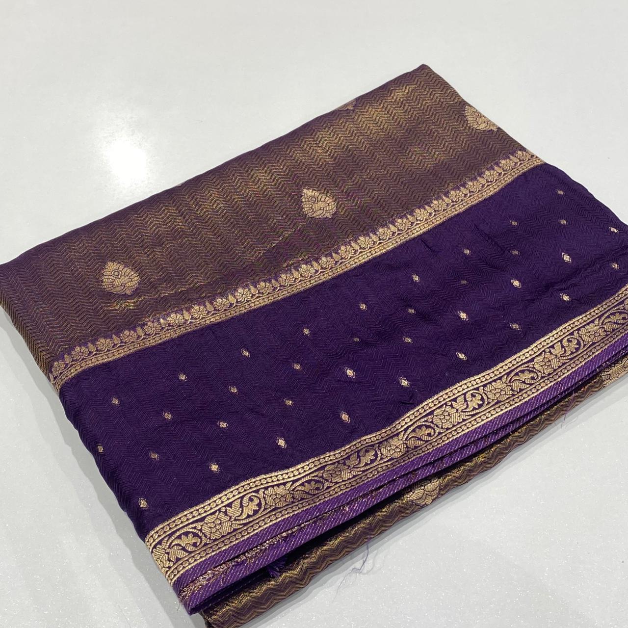 Semi Mysore Crepe Brocade Saree