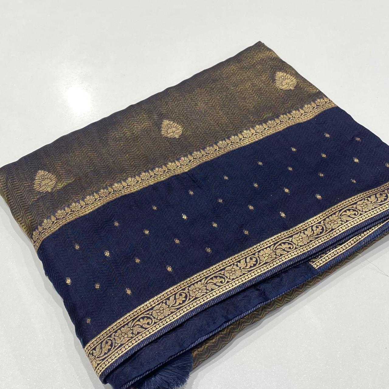 Semi Mysore Crepe Brocade Saree