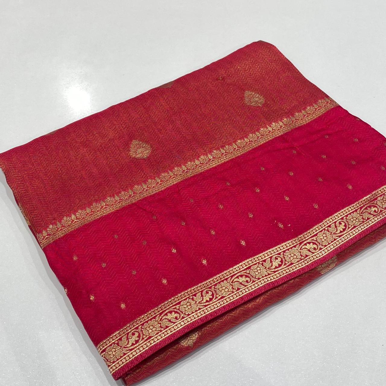 Semi Mysore Crepe Brocade Saree