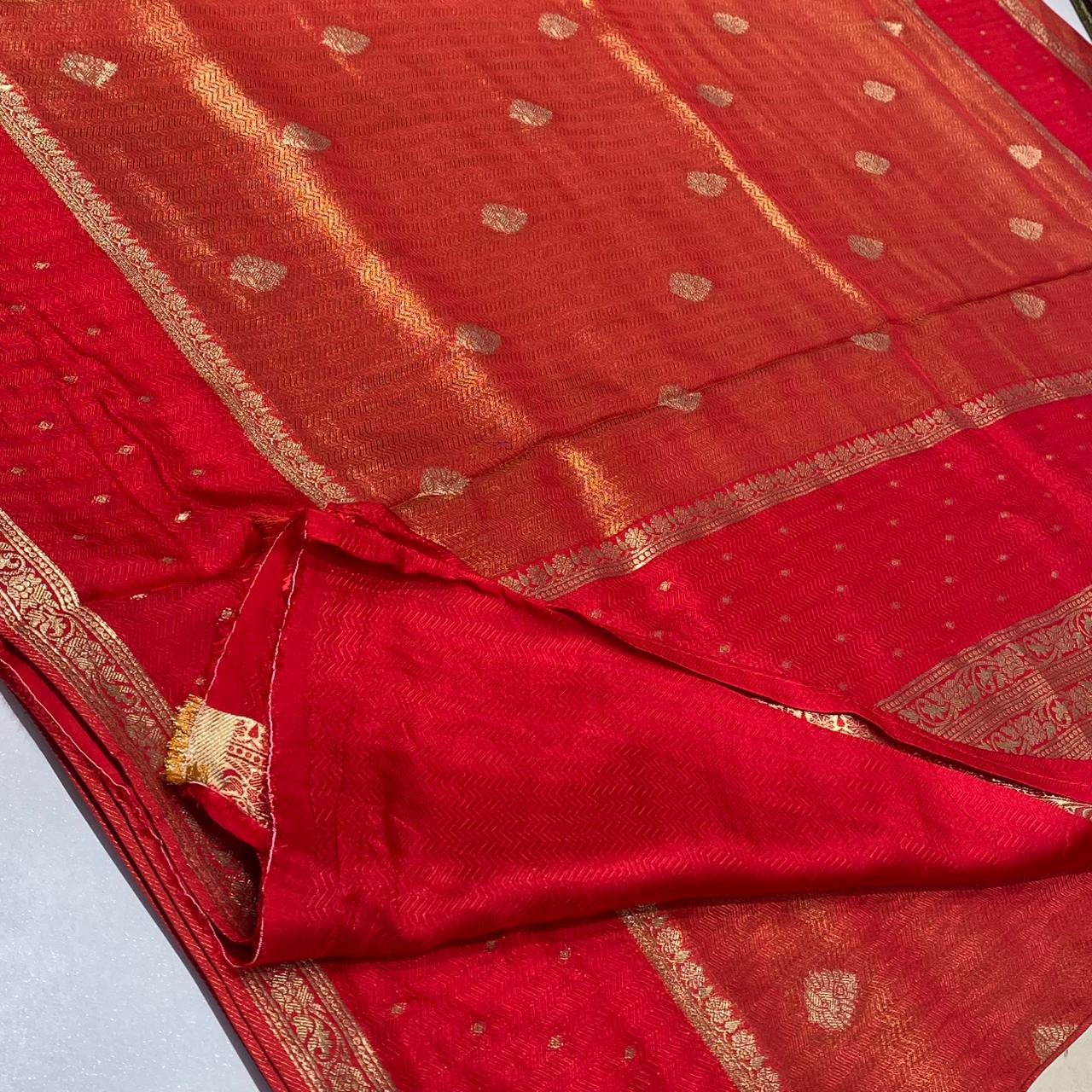 Semi Mysore Crepe Brocade Saree