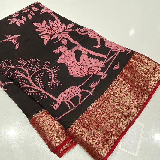 Printed Mysore Crepe Saree