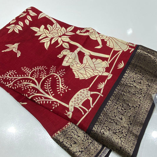 Printed Mysore Crepe Saree