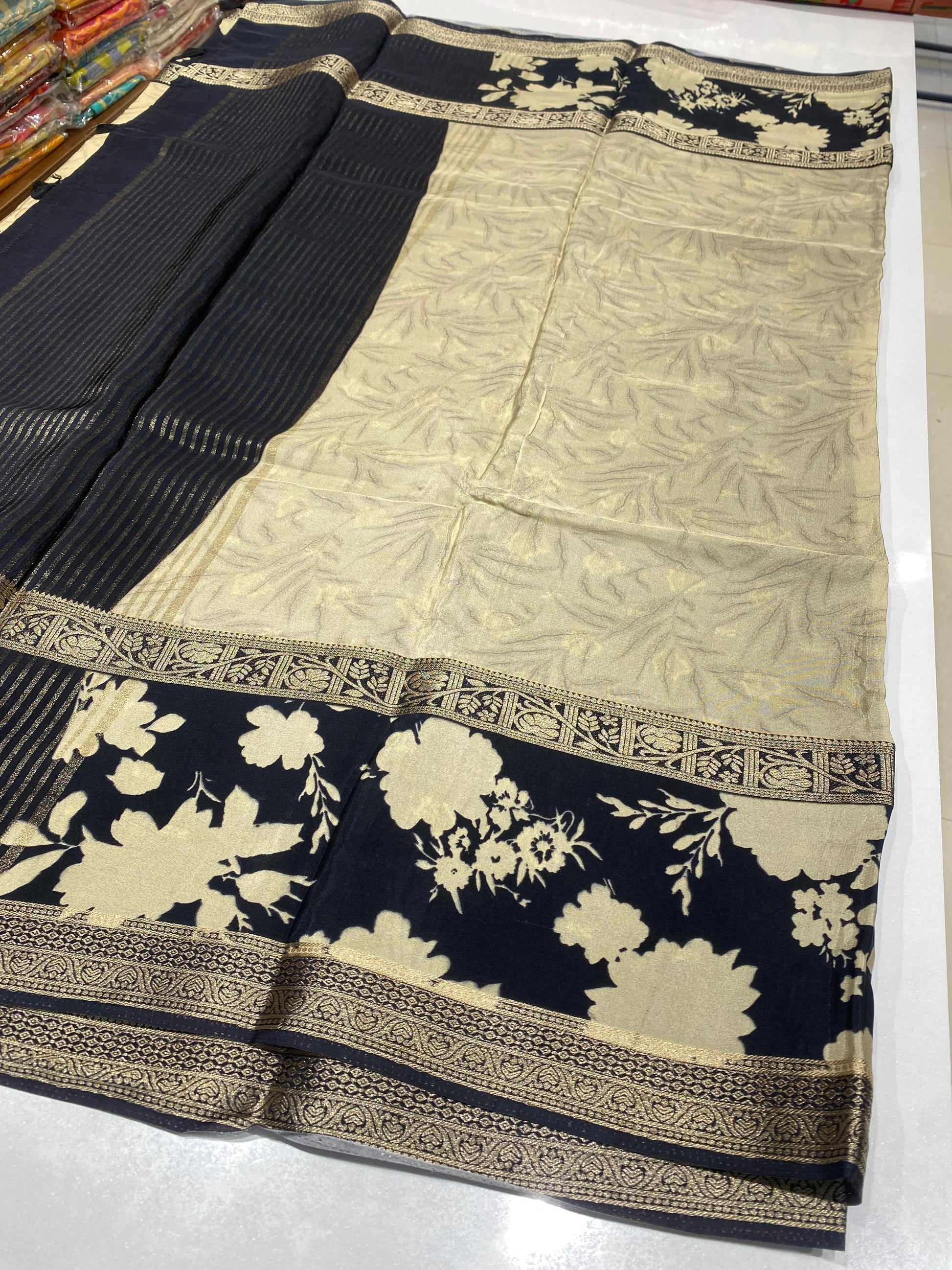 Printed Mysore Crepe Saree