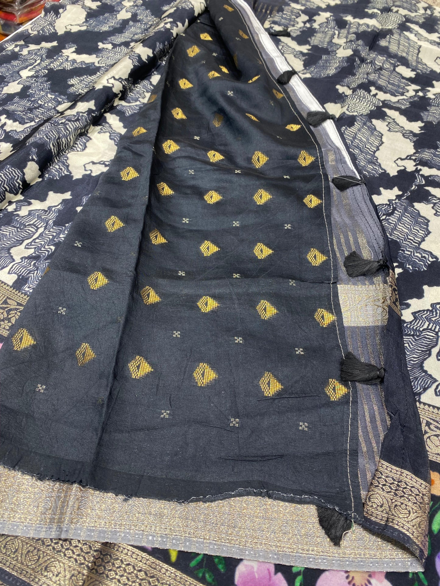 Printed Mysore Crepe Saree