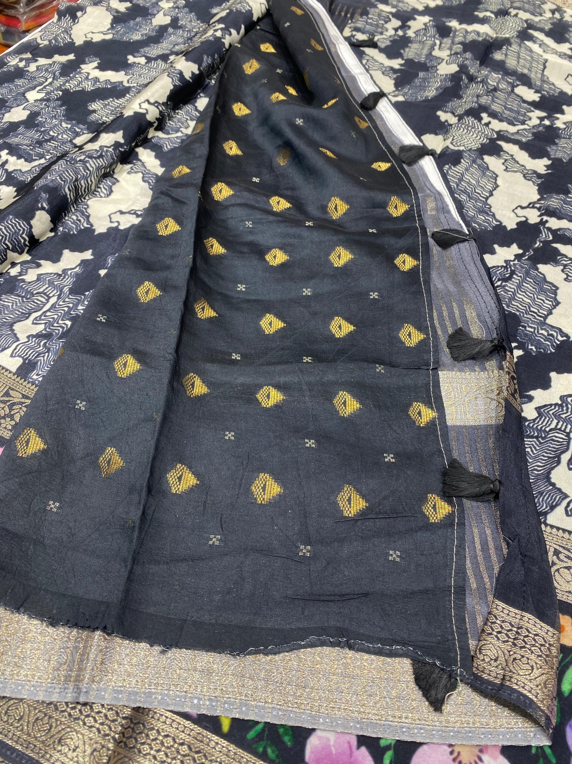 Printed Mysore Crepe Saree