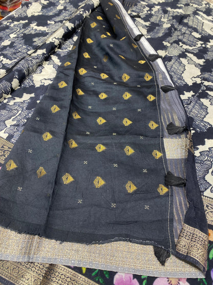 Printed Mysore Crepe Saree