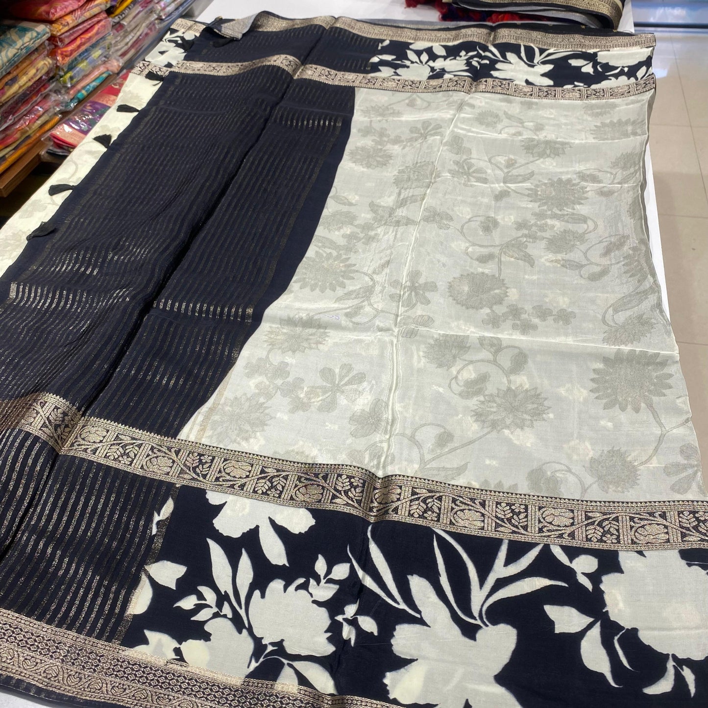 Printed Mysore Crepe Saree
