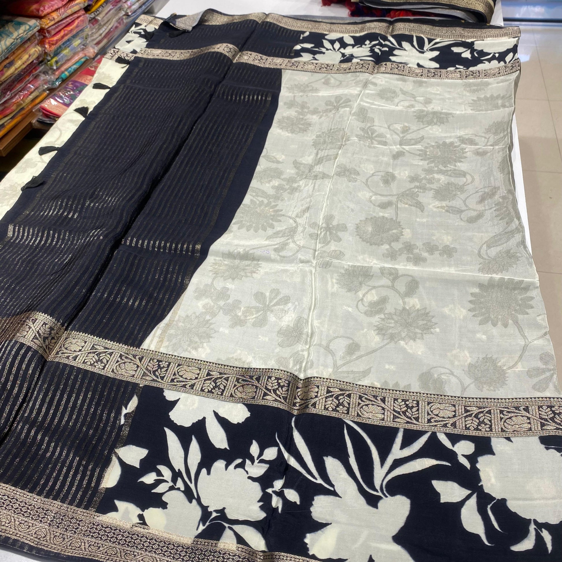 Printed Mysore Crepe Saree
