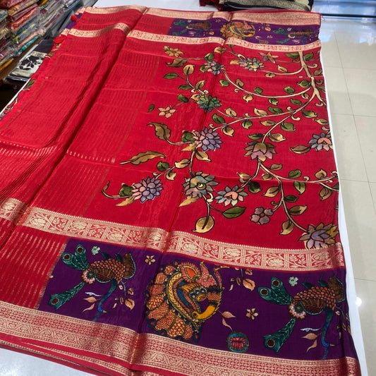 Printed Mysore Crepe Saree
