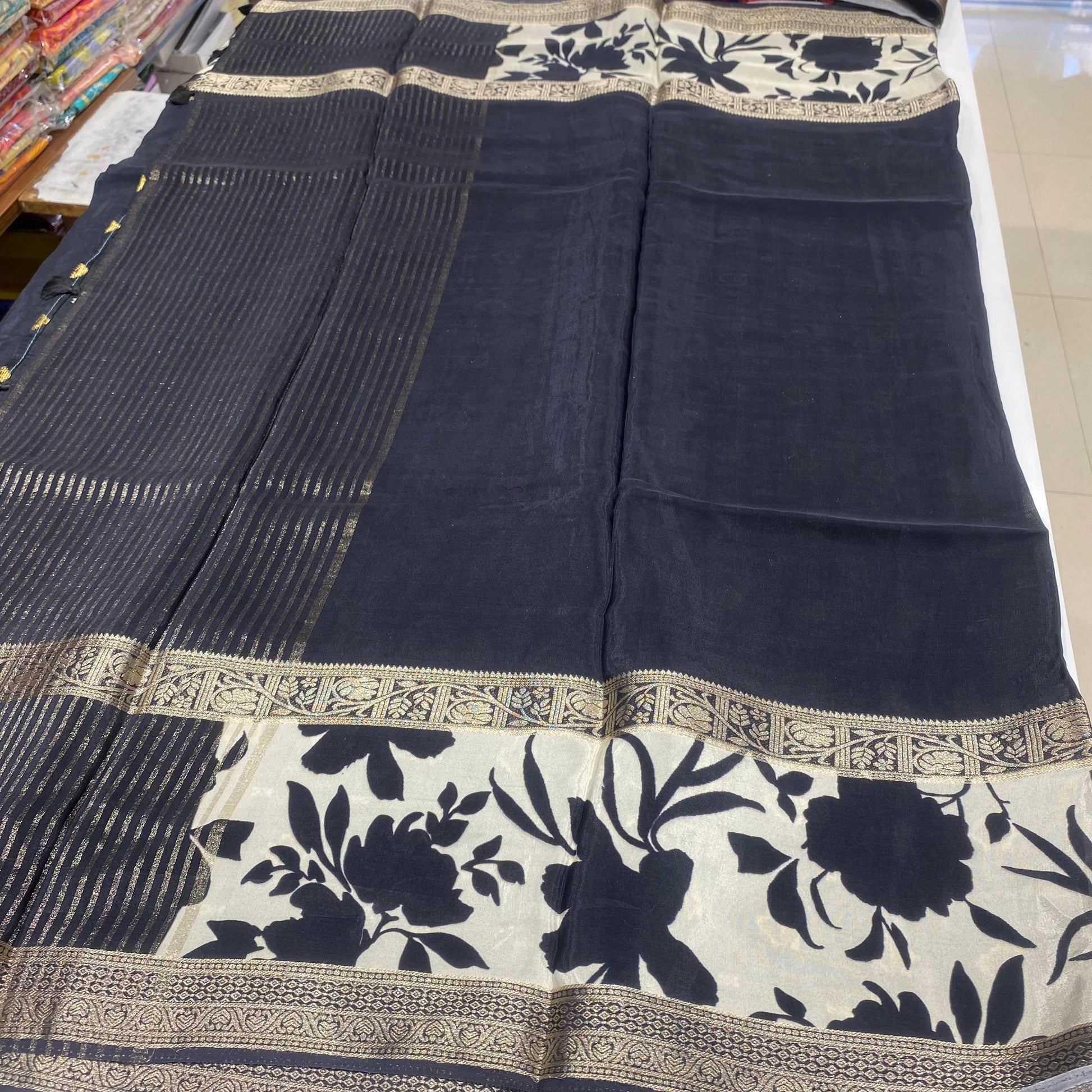 Printed Mysore Crepe Saree