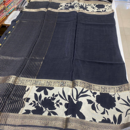 Printed Mysore Crepe Saree