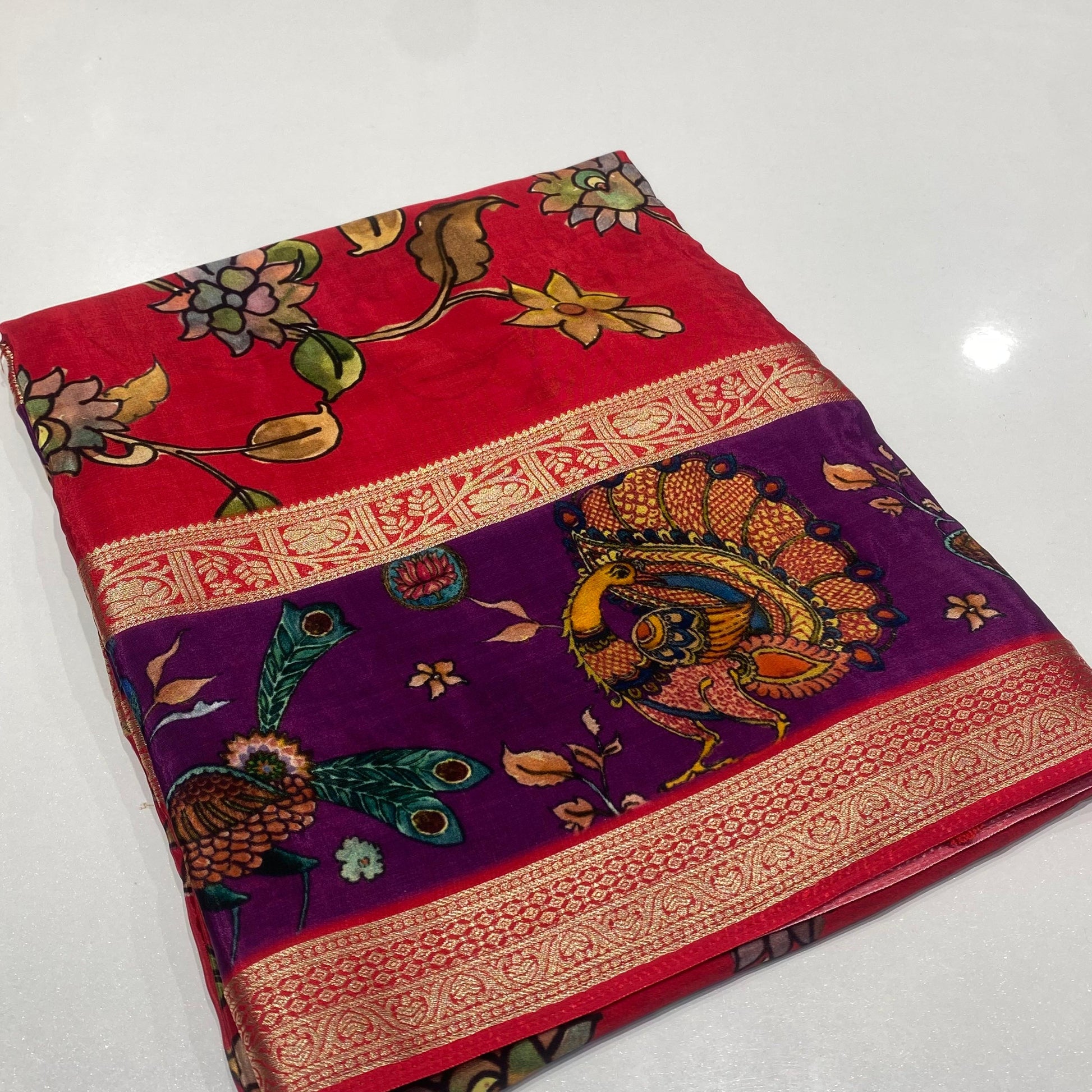 Printed Mysore Crepe Saree