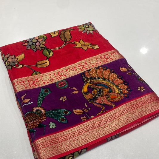 Printed Mysore Crepe Saree
