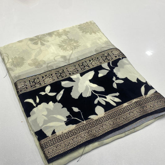 Printed Mysore Crepe Saree