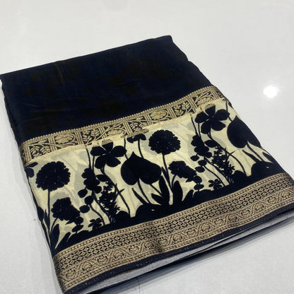 Printed Mysore Crepe Saree