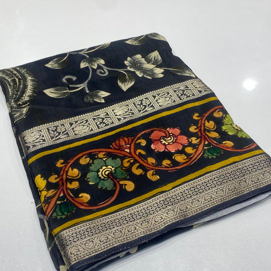 Printed Mysore Crepe Saree