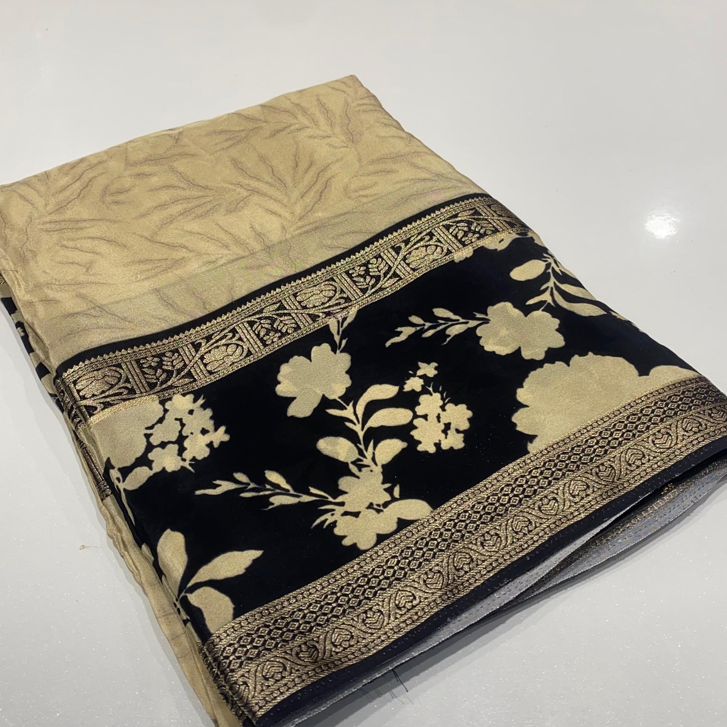 Printed Mysore Crepe Saree
