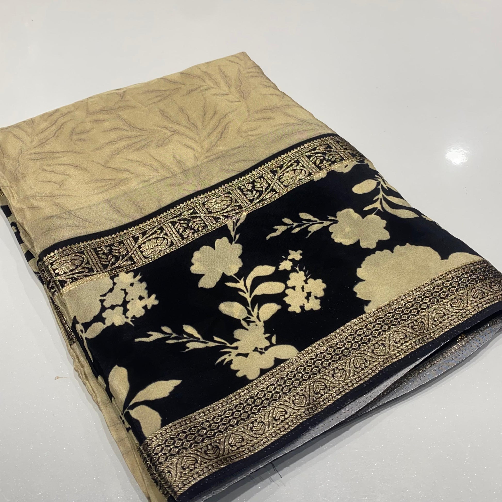 Printed Mysore Crepe Saree