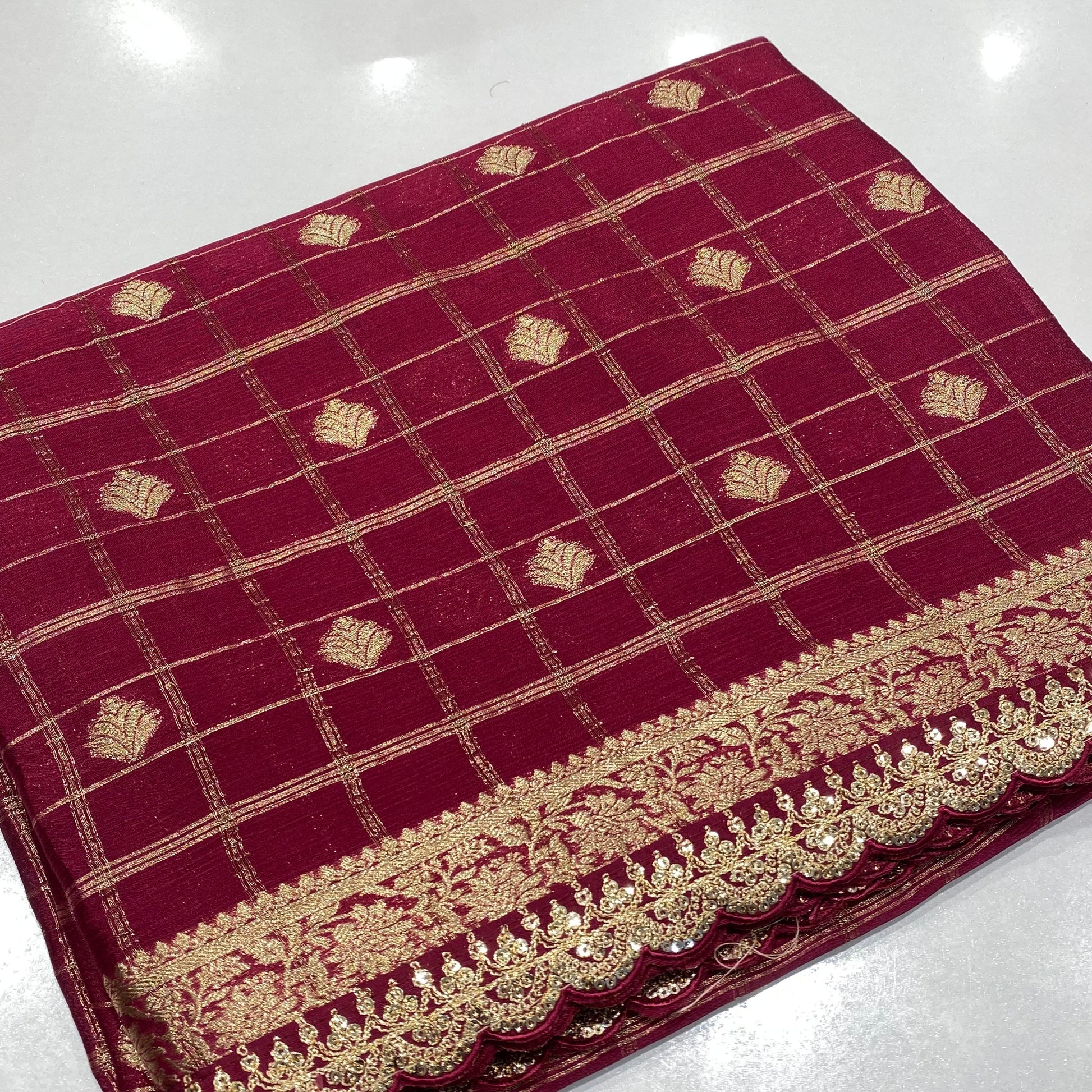 Designer Wrinkle Chiffon Saree