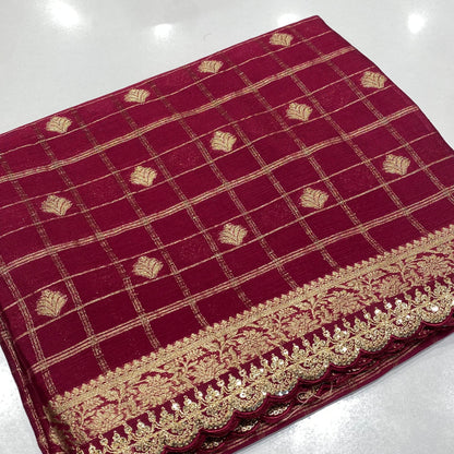 Designer Wrinkle Chiffon Saree