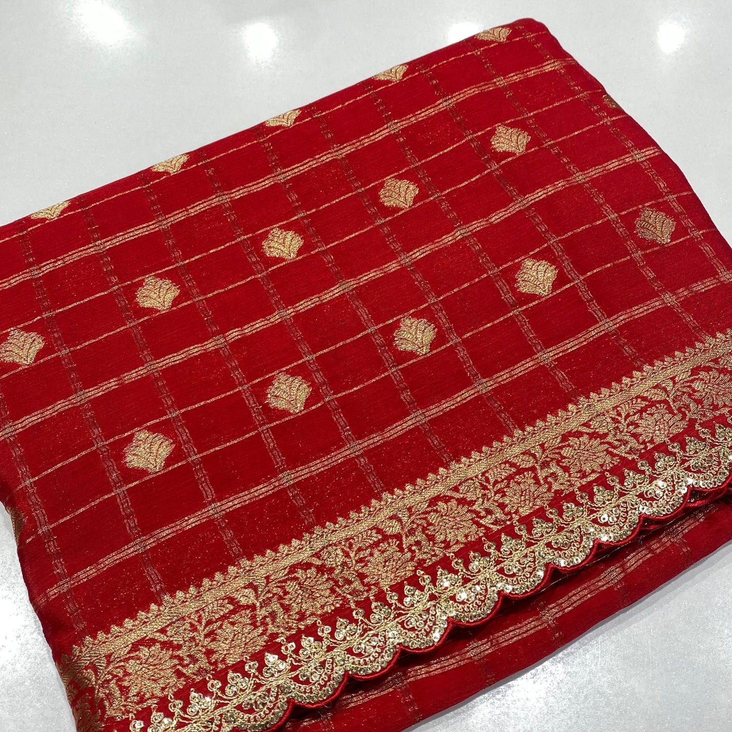 Designer Wrinkle Chiffon Saree