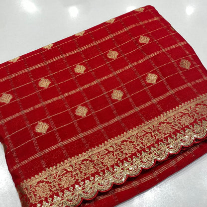 Designer Wrinkle Chiffon Saree