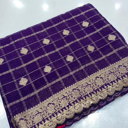 Designer Wrinkle Chiffon Saree