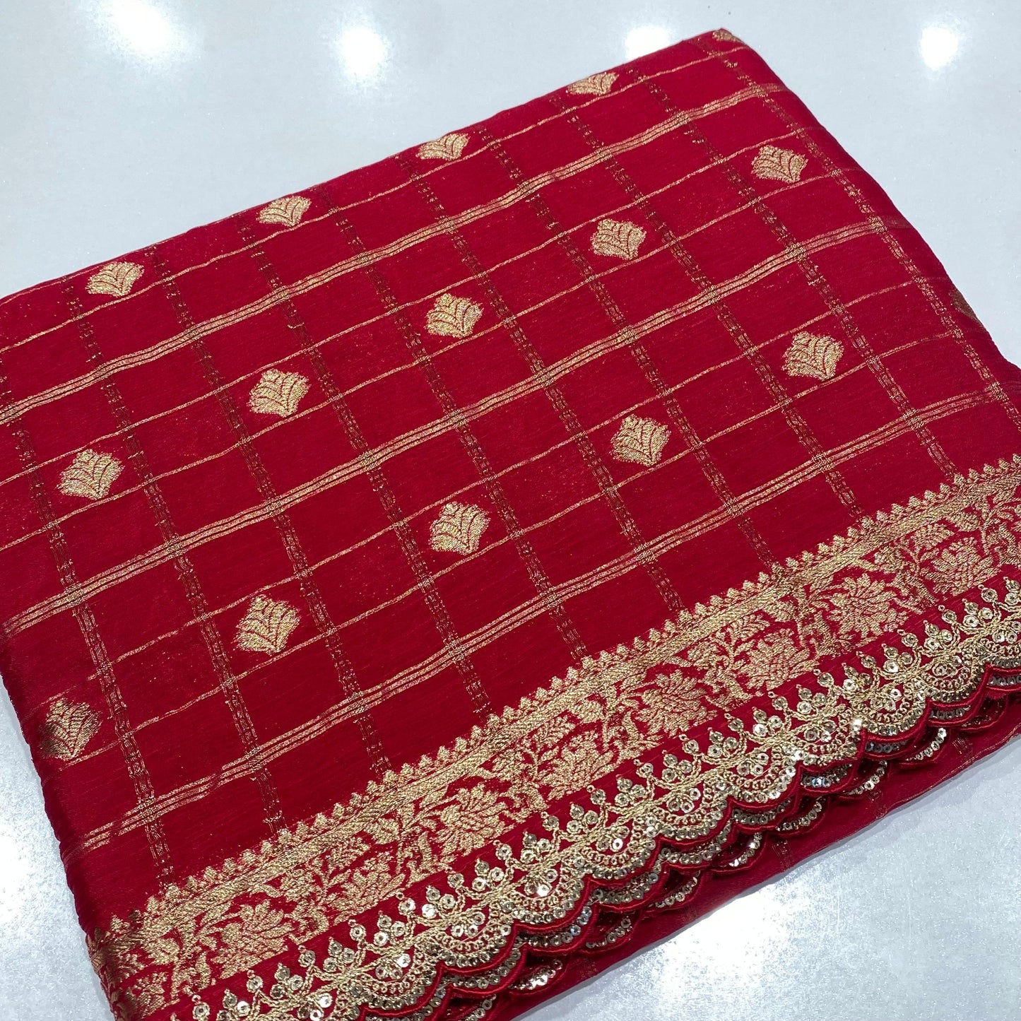 Designer Wrinkle Chiffon Saree