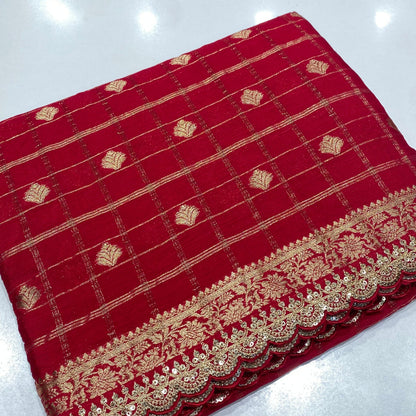 Designer Wrinkle Chiffon Saree