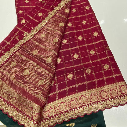 Designer Wrinkle Chiffon Saree