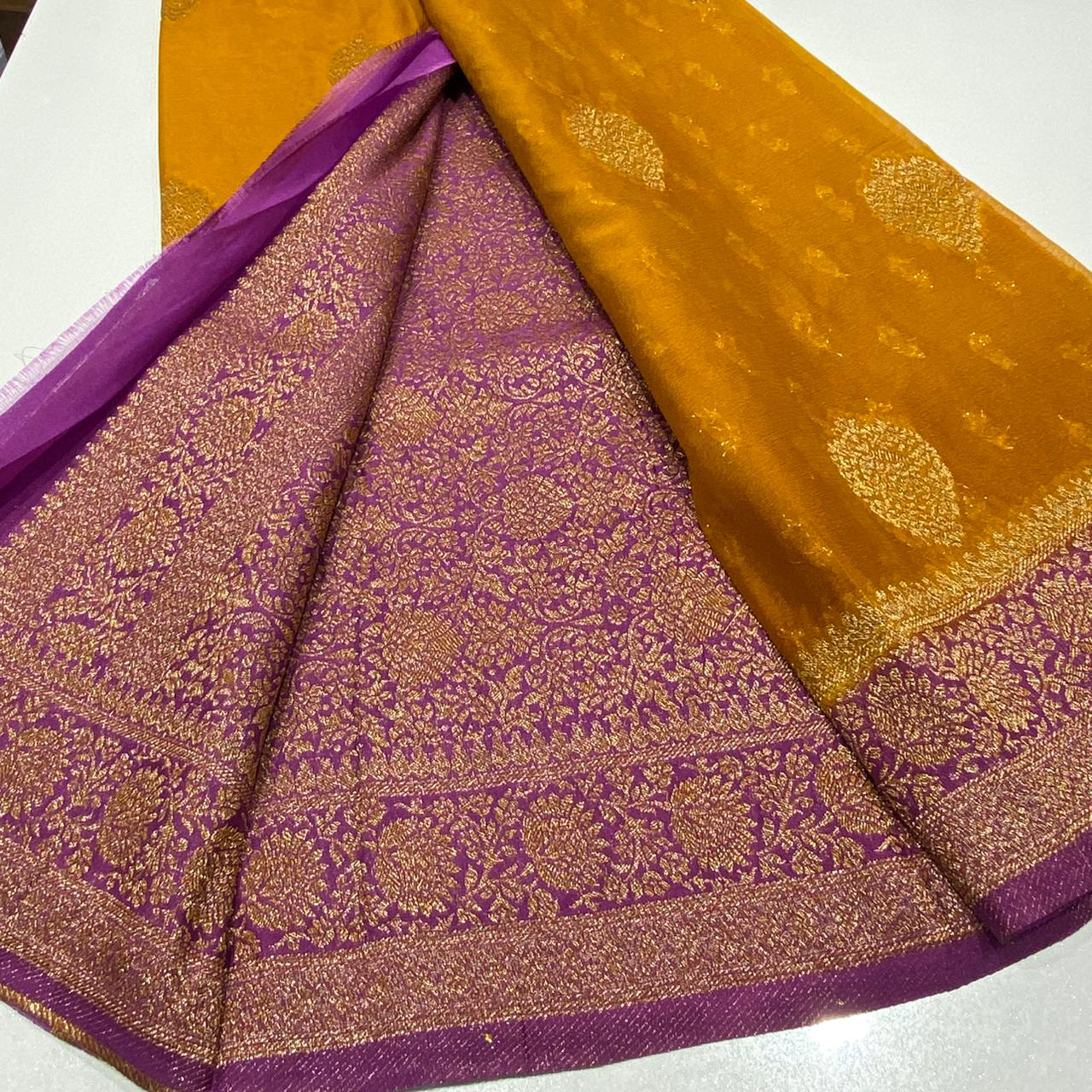 Banaras Antique Zari Chiffon Saree