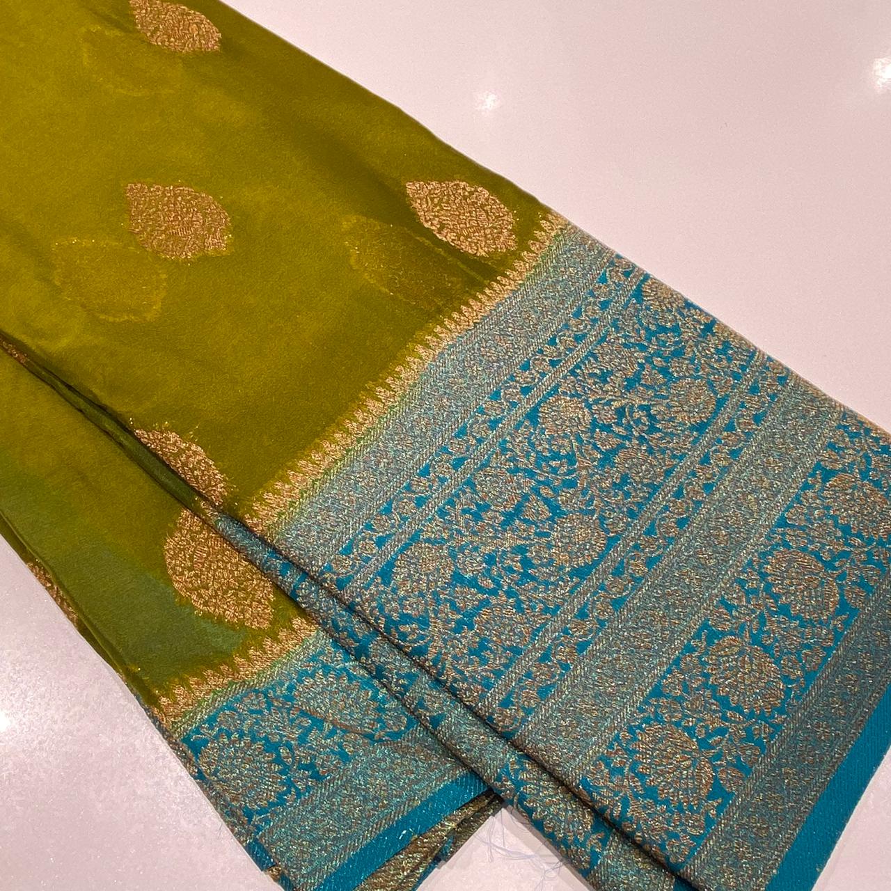 Banaras Antique Zari Chiffon Saree