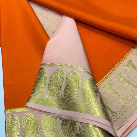 Pure Mysore Silk Saree | 120 grams | Gatti Mango Border