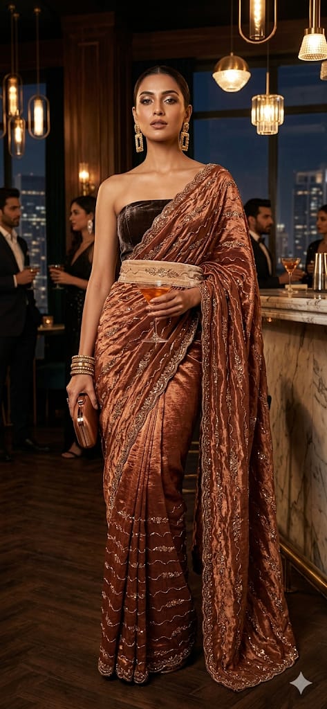 Soft Velvet Chiffon Saree