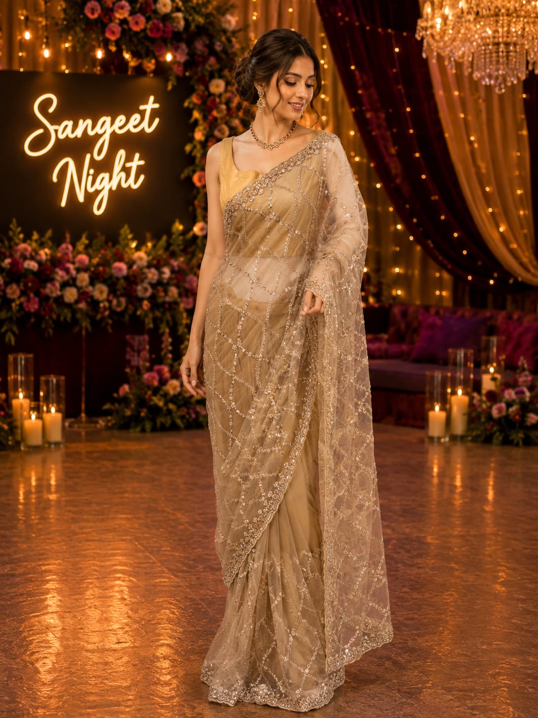 Party Wear Soft Net Saree