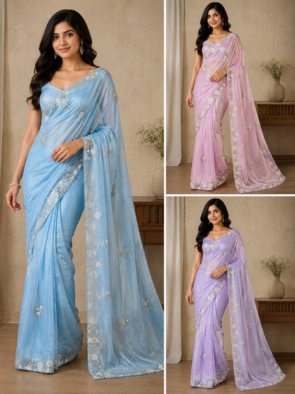 Party Wear Chiffon Saree