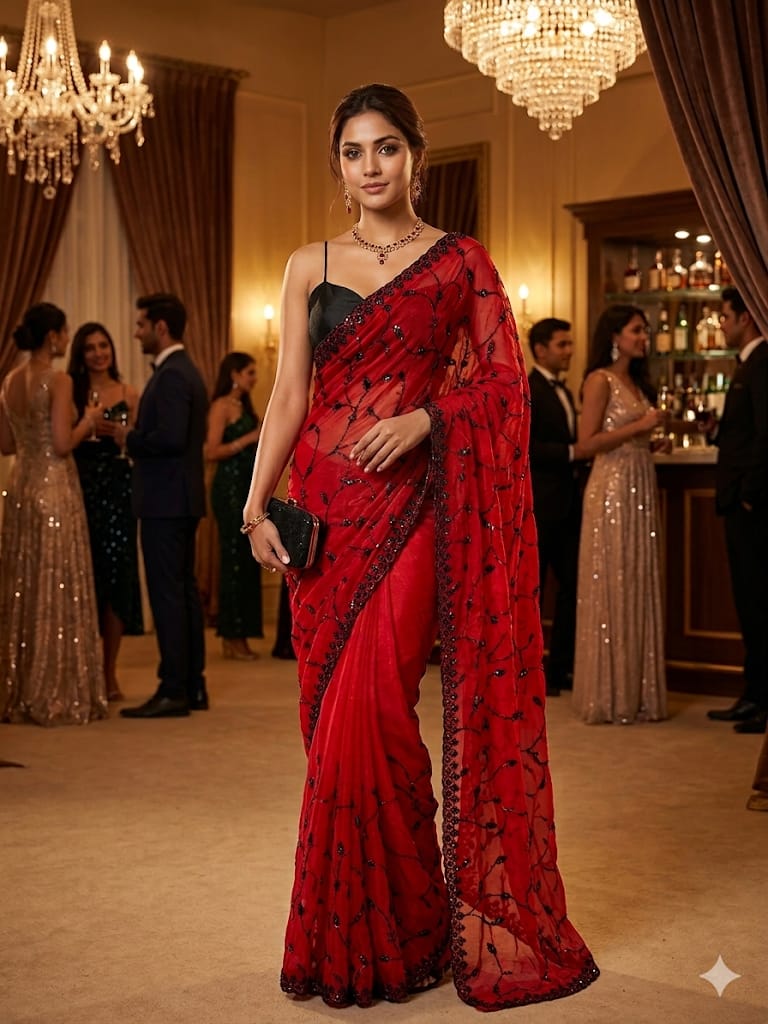 PartyWear Satin Designer Saree