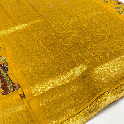 Kalamkari Printed Zari Saree