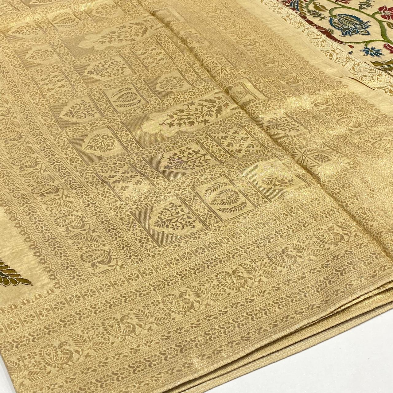 Kalamkari Printed Zari Saree