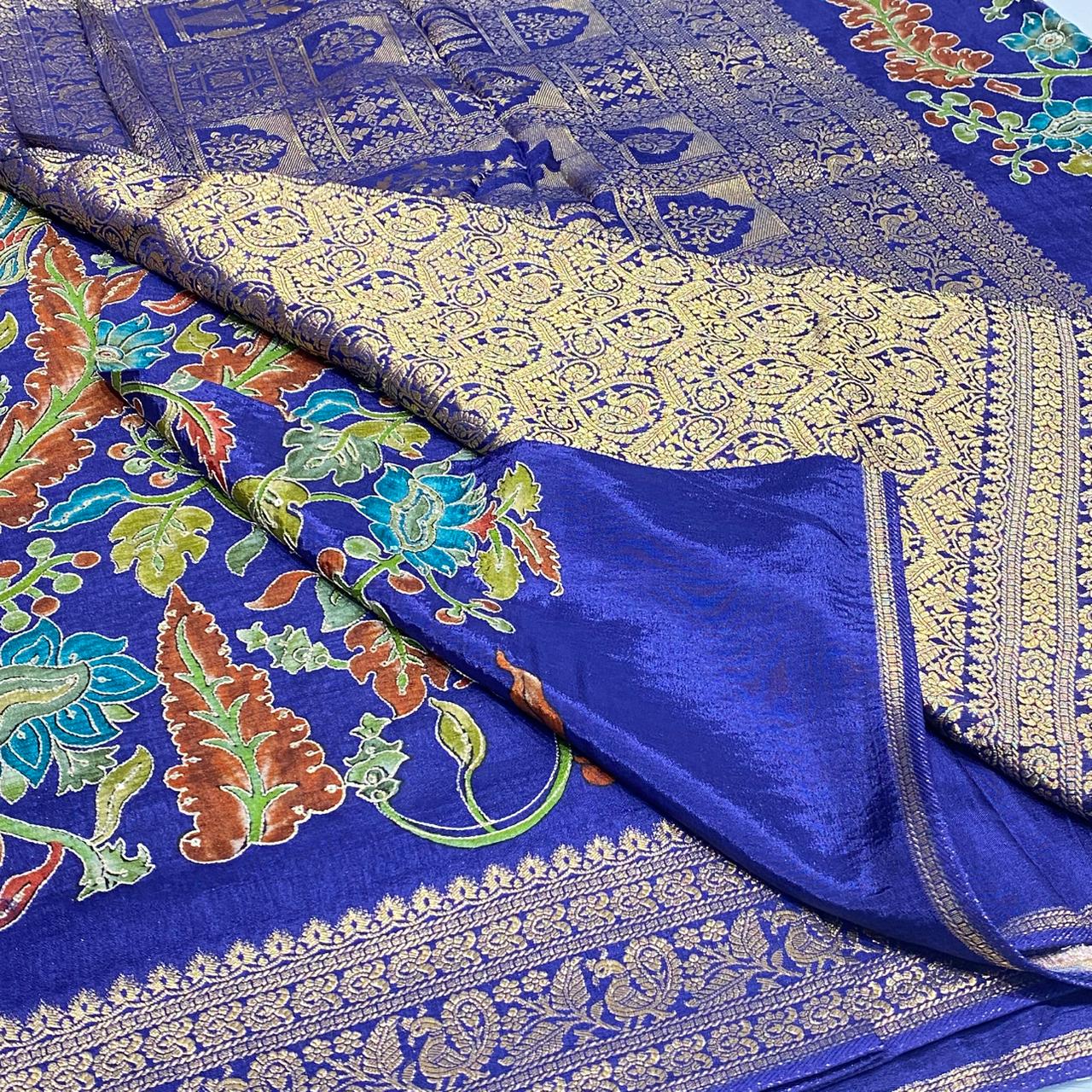Kalamkari Printed Zari Saree