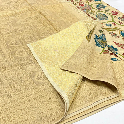 Kalamkari Printed Zari Saree