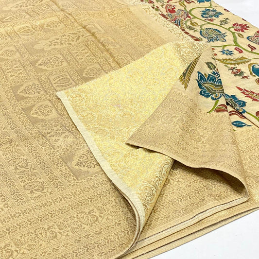 Kalamkari Printed Zari Saree