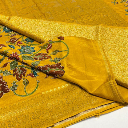 Kalamkari Printed Zari Saree