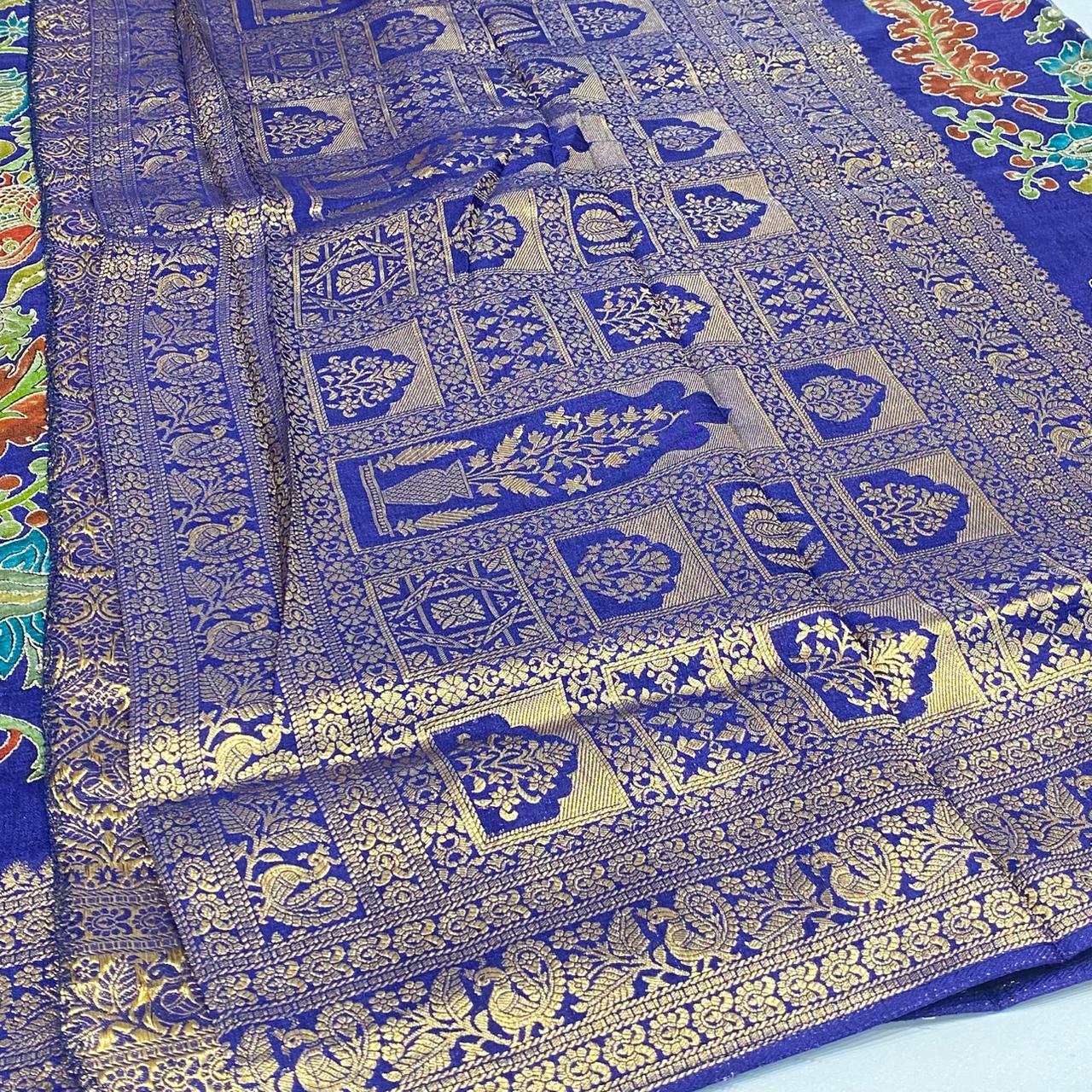 Kalamkari Printed Zari Saree