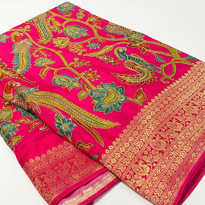 Kalamkari Printed Zari Saree