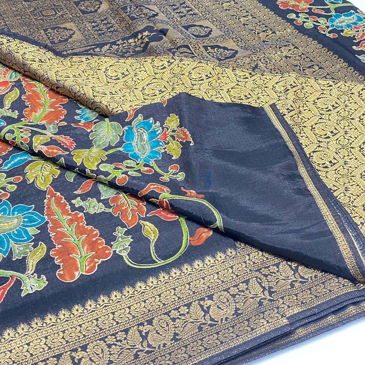 Kalamkari Printed Zari Saree