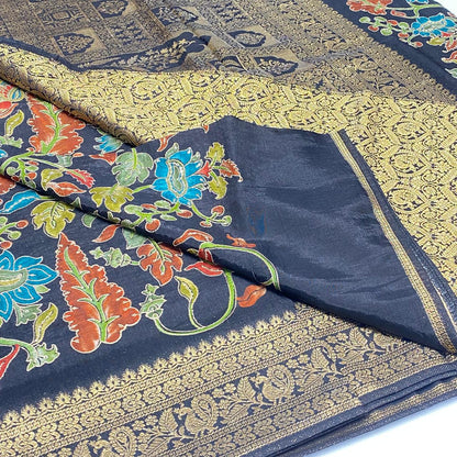 Kalamkari Printed Zari Saree
