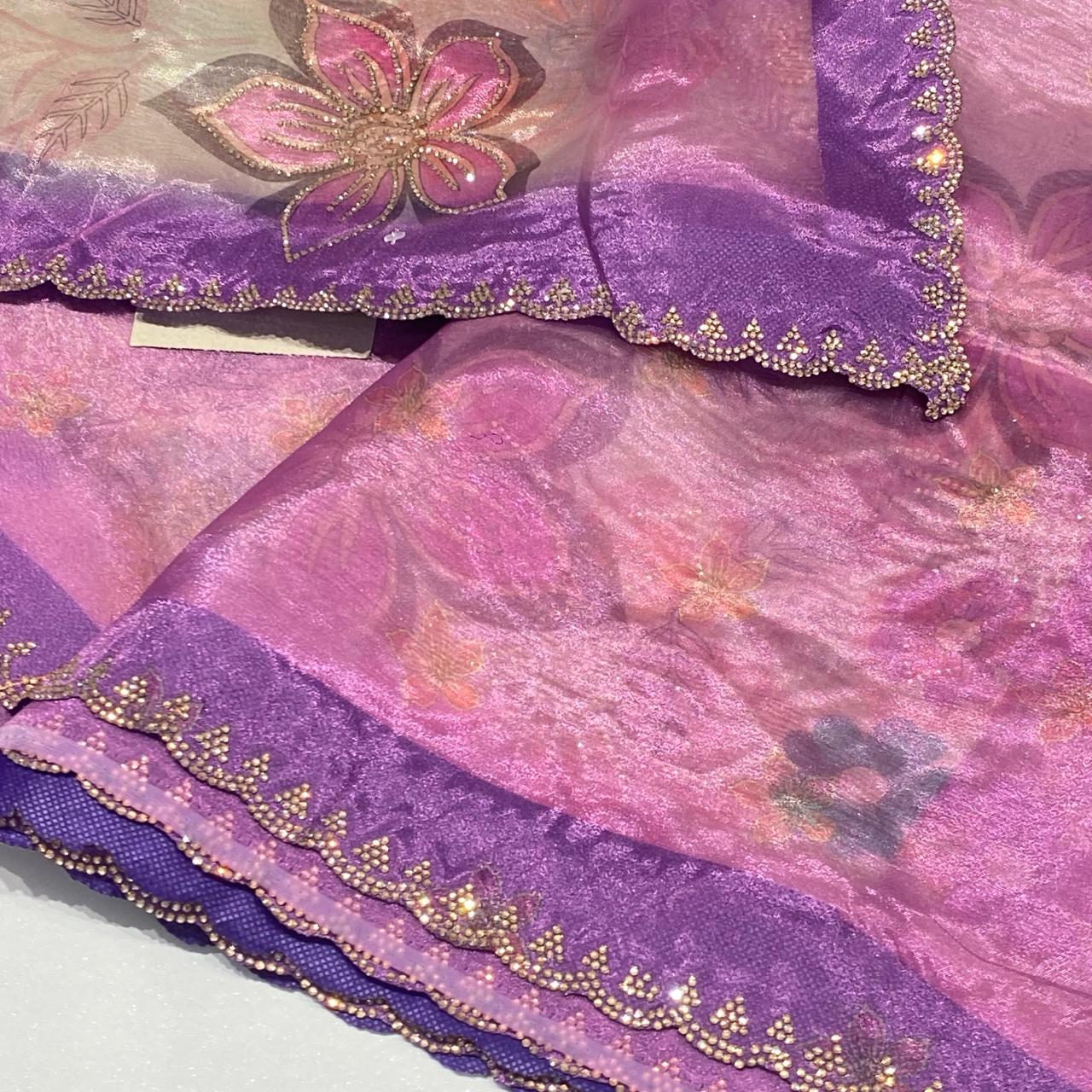 Floral Printed Organza Saree