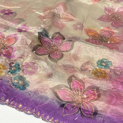 Floral Printed Organza Saree